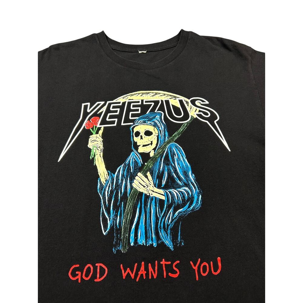 Kanye West T Shirt Mens Large Black God Wants You Grim Reaper Yeezus 2013 Tour